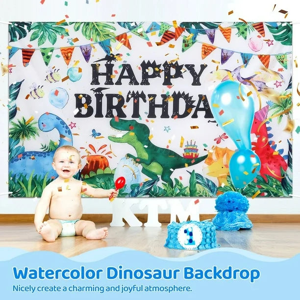 8ft X 6ft Watercolor Dinosaur Backdrop for Birthday Parties & Events