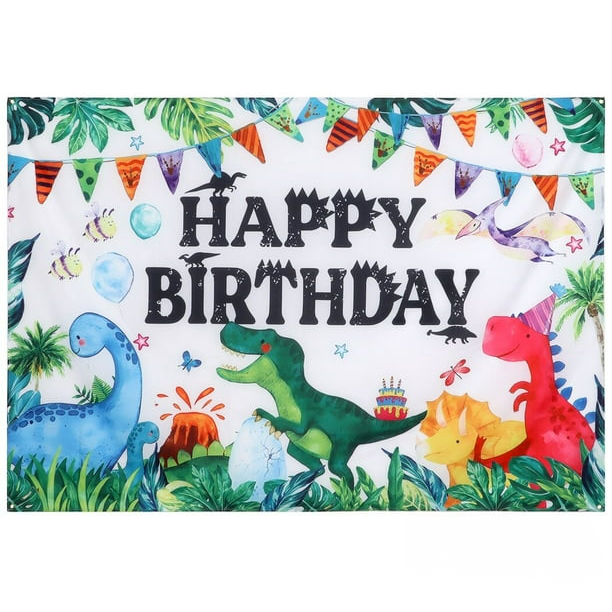 8ft X 6ft Watercolor Dinosaur Backdrop for Birthday Parties & Events