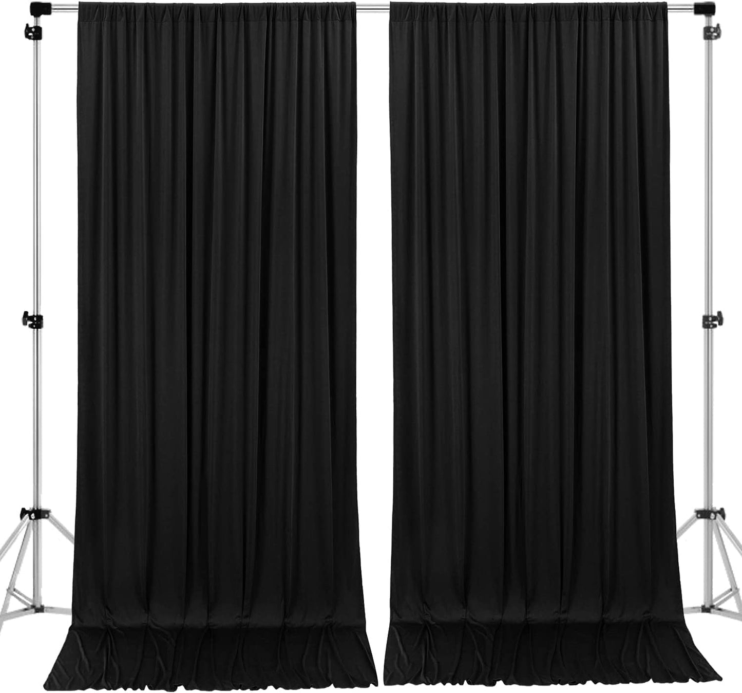10ft X 10ft Polyester Backdrop Curtains for Weddings and Events - Black