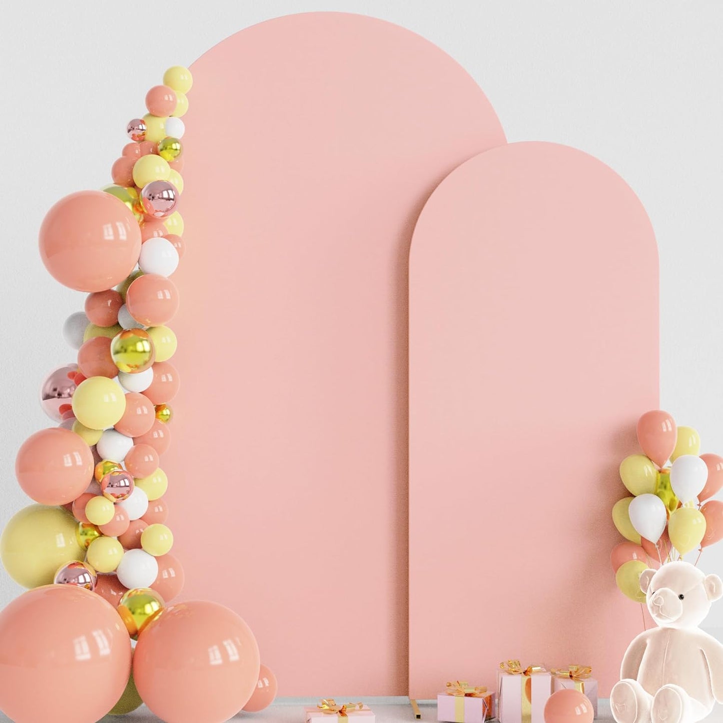 7.2ft & 6ft Arch Backdrop Stand Spandex Cover Set for Events - Pale Pink