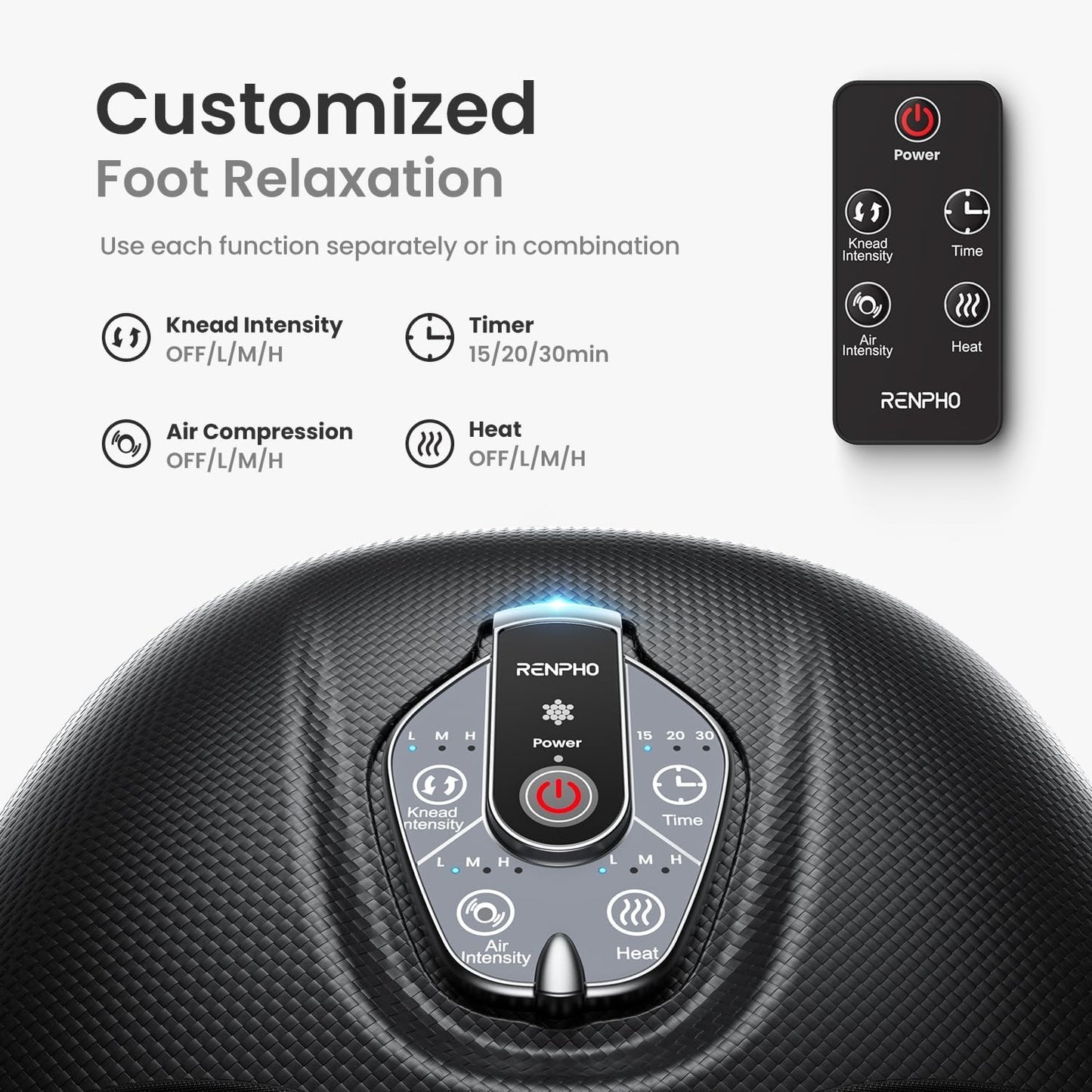 RENPHO Foot Massager with Heat, Deep Kneading, Compression & Vibration – Wireless Remote, 3 Heat Levels, Pain Relief