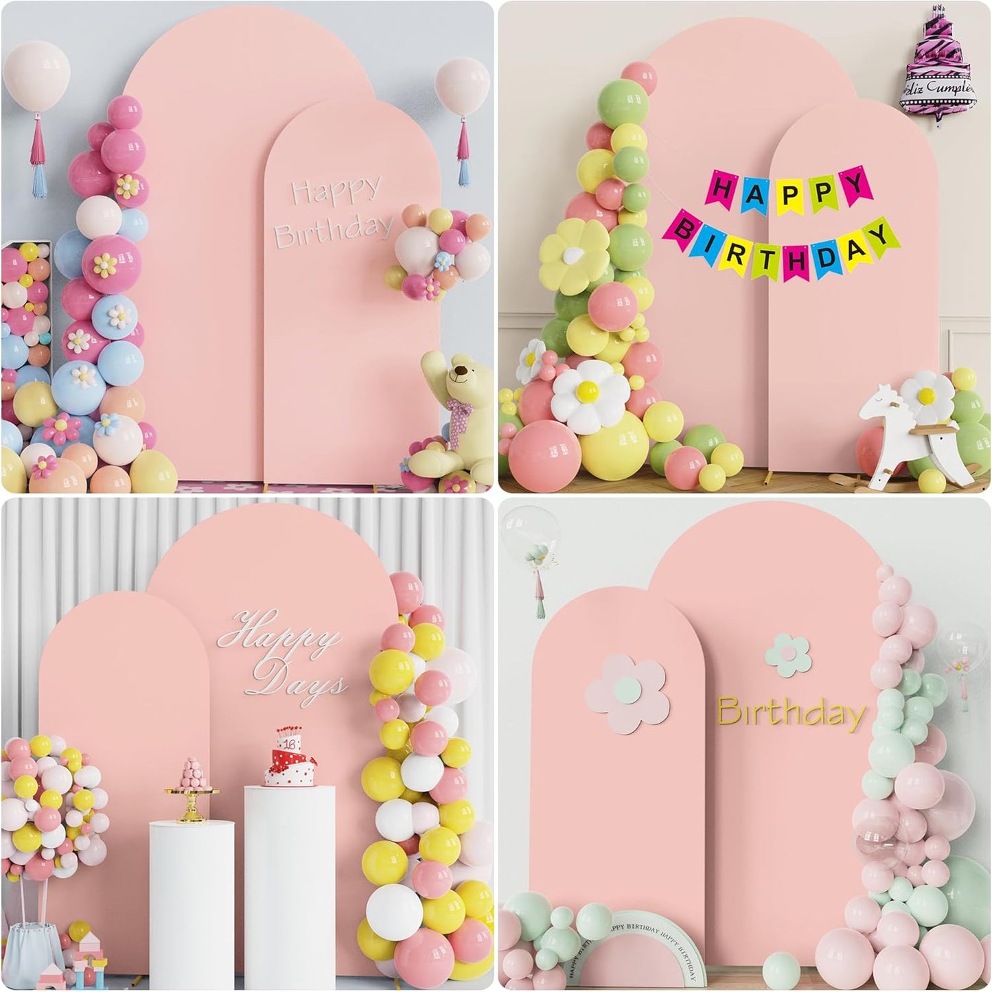 7.2ft & 6ft Arch Backdrop Stand Spandex Cover Set for Events - Pale Pink