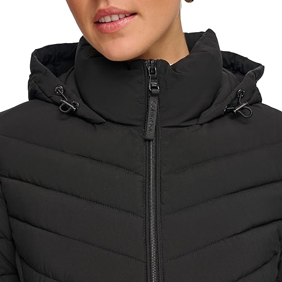 Calvin Klein Women's Lightweight Hooded Puffer Jacket - Black