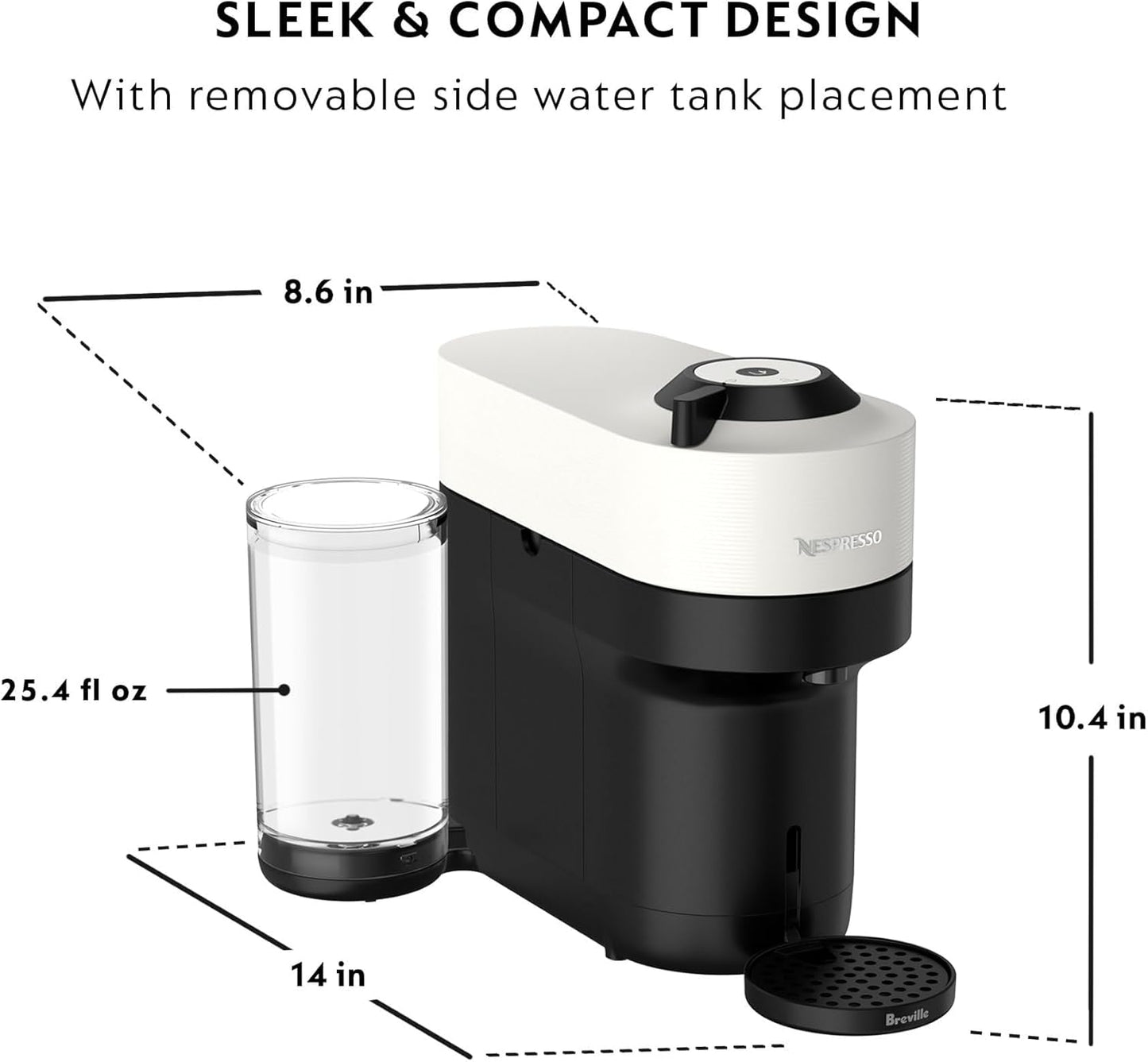 Nespresso Vertuo Pop+ Coffee & Espresso Machine by Breville – Coconut White
