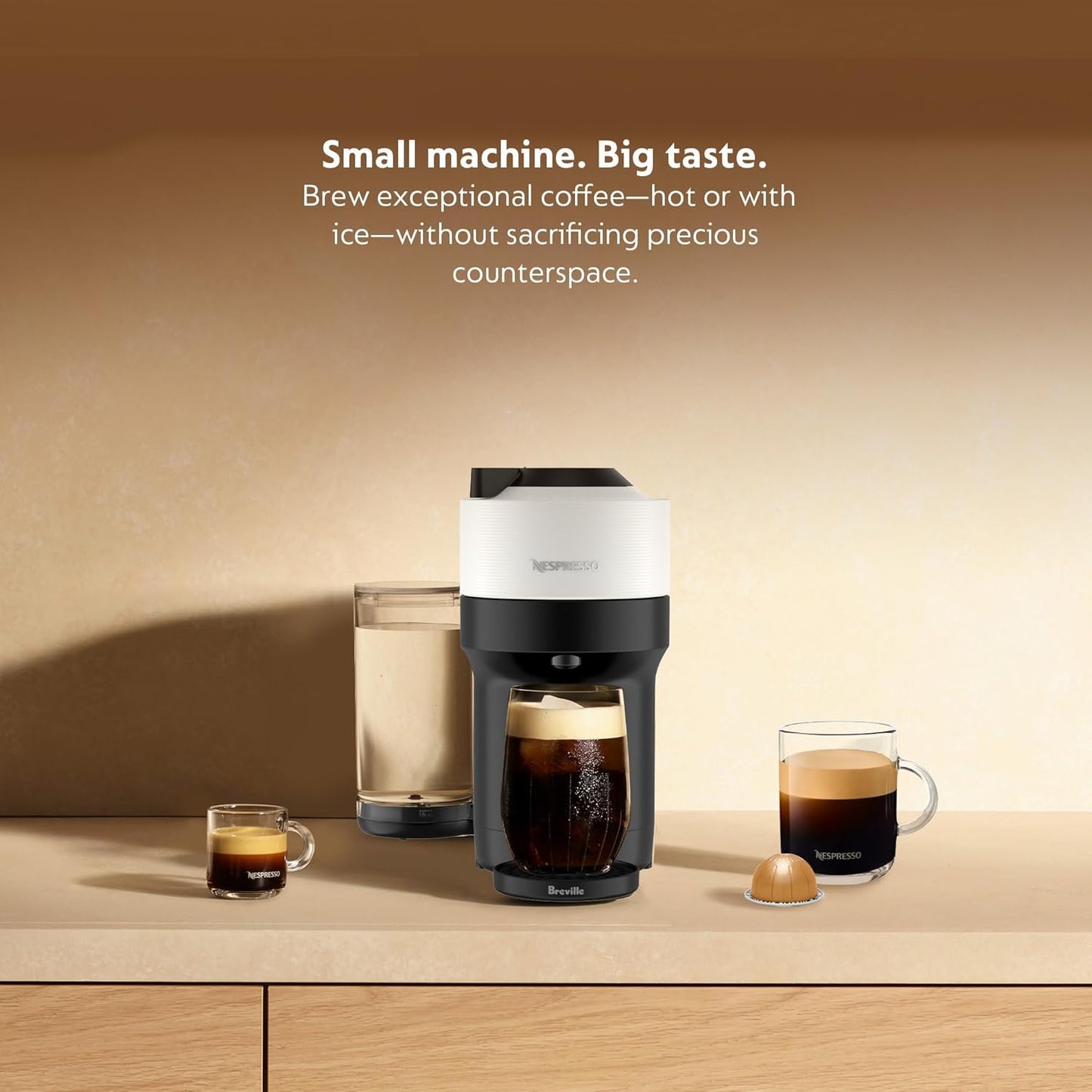 Nespresso Vertuo Pop+ Coffee & Espresso Machine by Breville – Coconut White