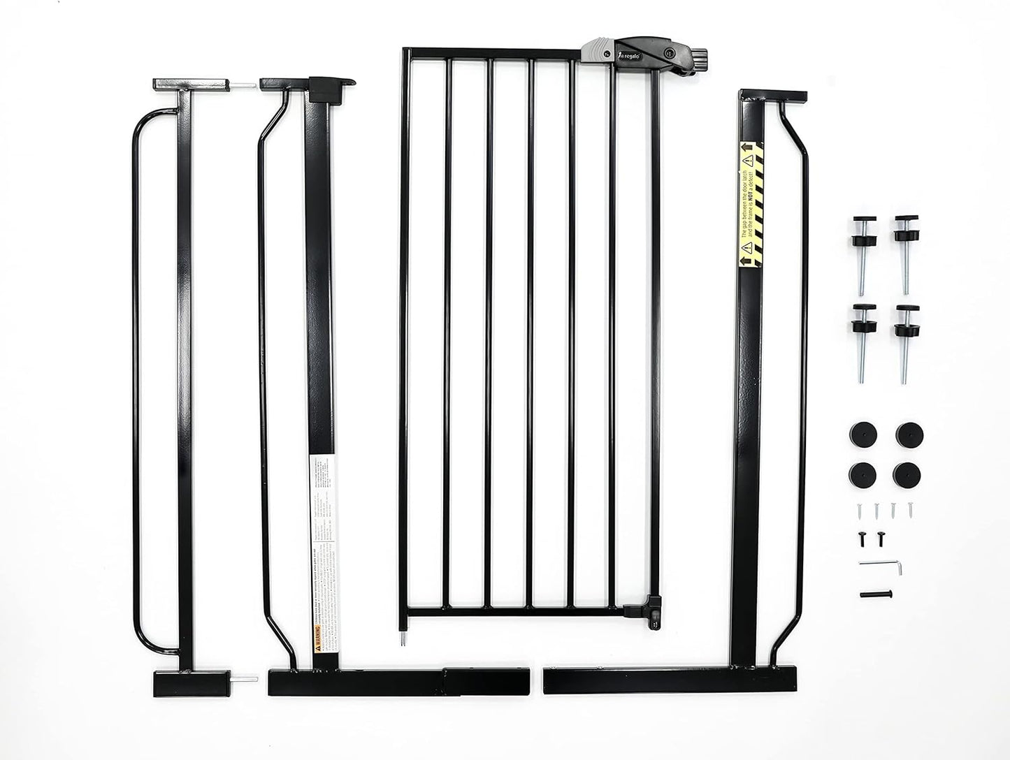 Regalo Easy Step Extra Tall Walk-Through Baby Gate – 36" Height, Pressure Mounted with Extension Kit, Safety Lock, Black