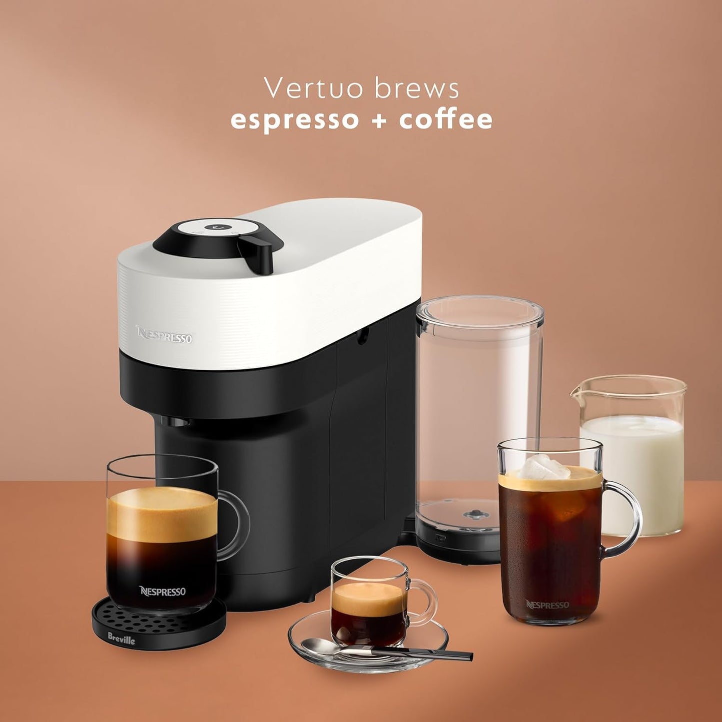 Nespresso Vertuo Pop+ Coffee & Espresso Machine by Breville – Coconut White