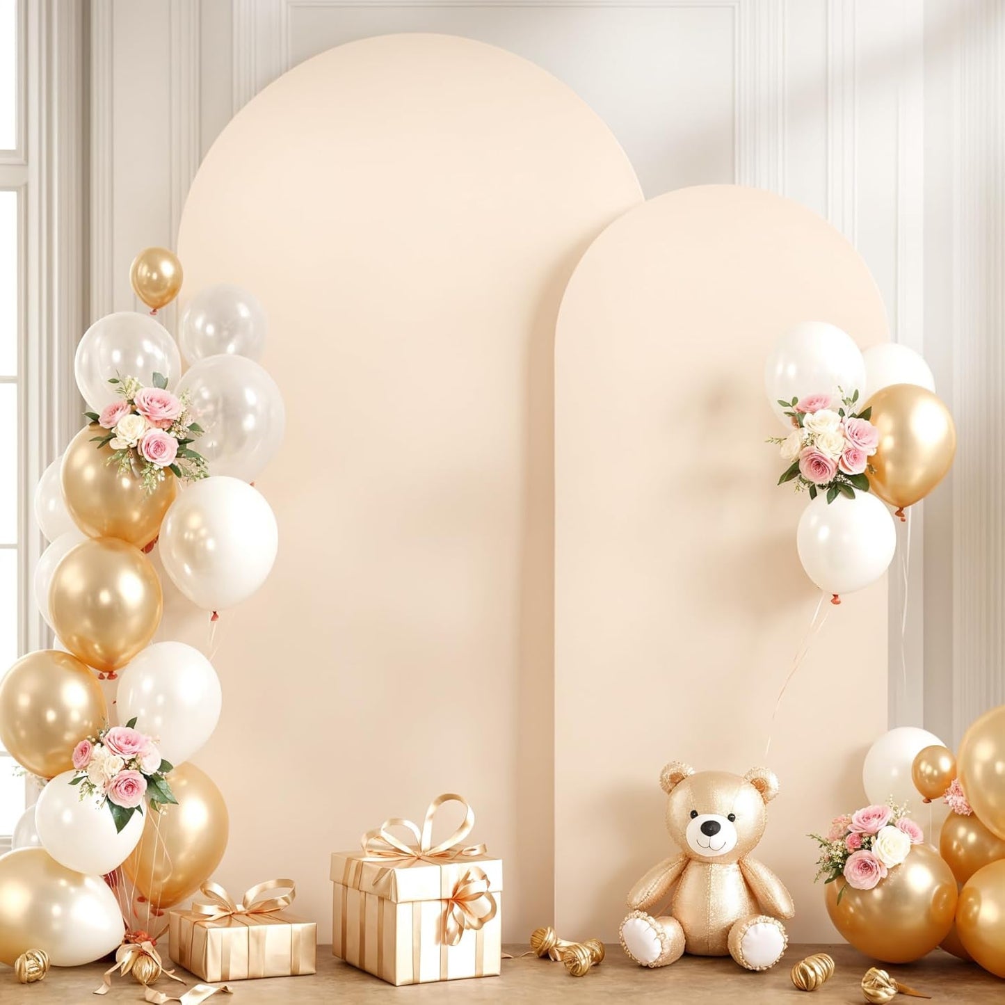 7.2ft & 6ft Metal Arch Backdrop Stands for Celebrations & Event Decor - Gold