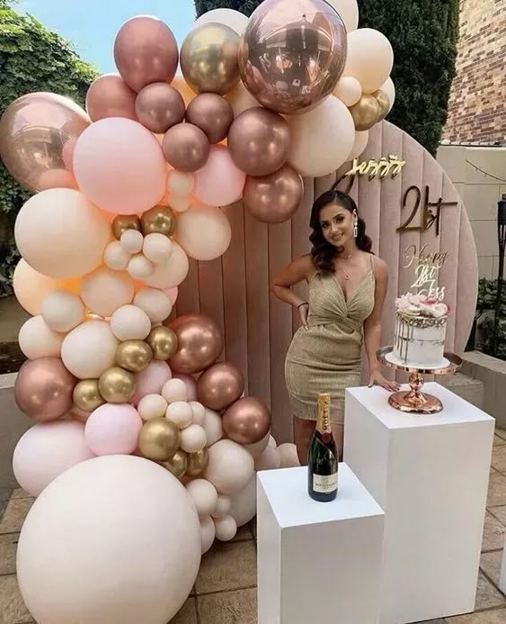 6.5ft Round Balloon Arch Backdrop Stand for Celebrations & Event Decor - Gold