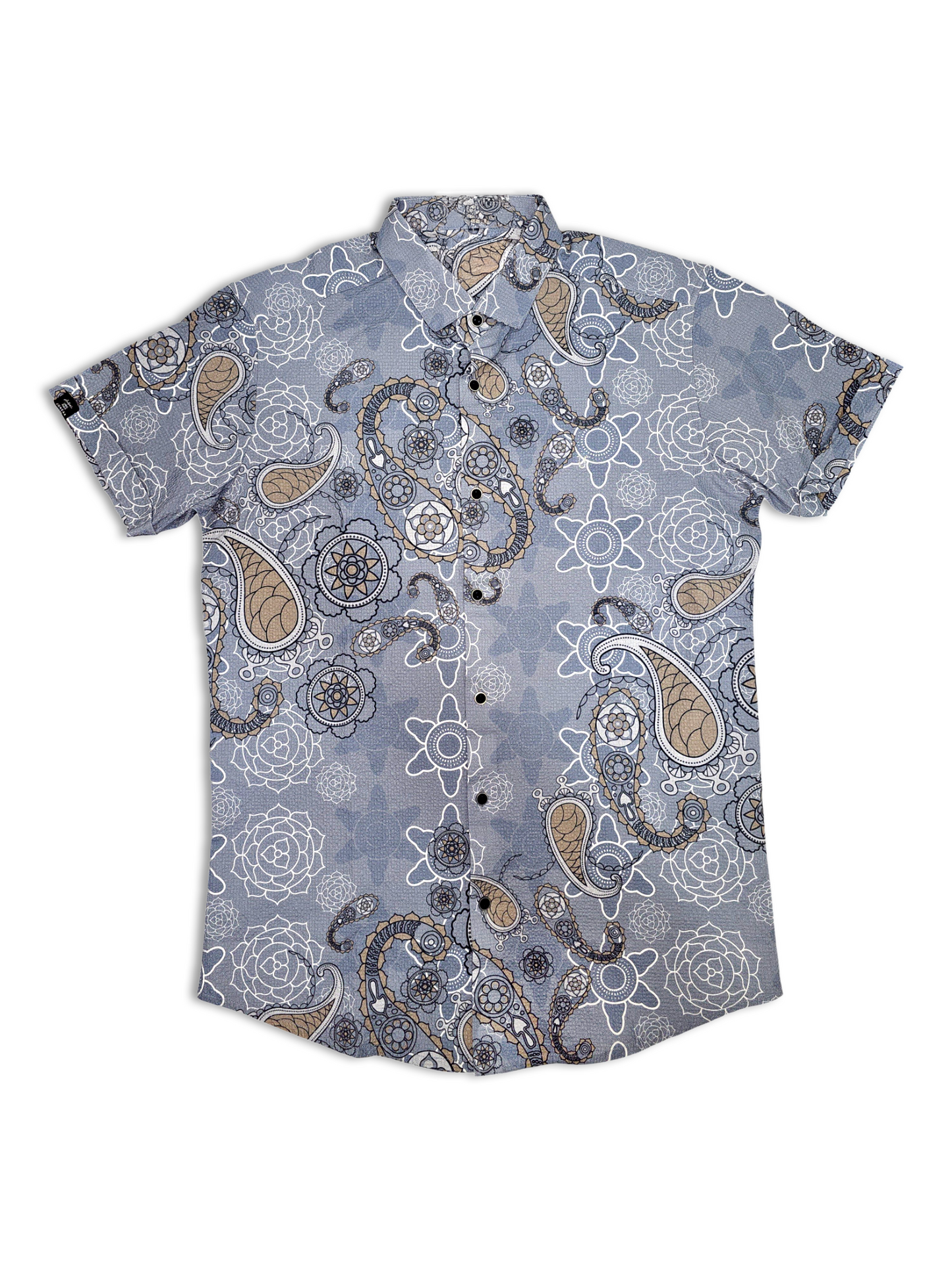 Men's Slim-Fit Short-Sleeve Paisley & Mandala Print Shirt