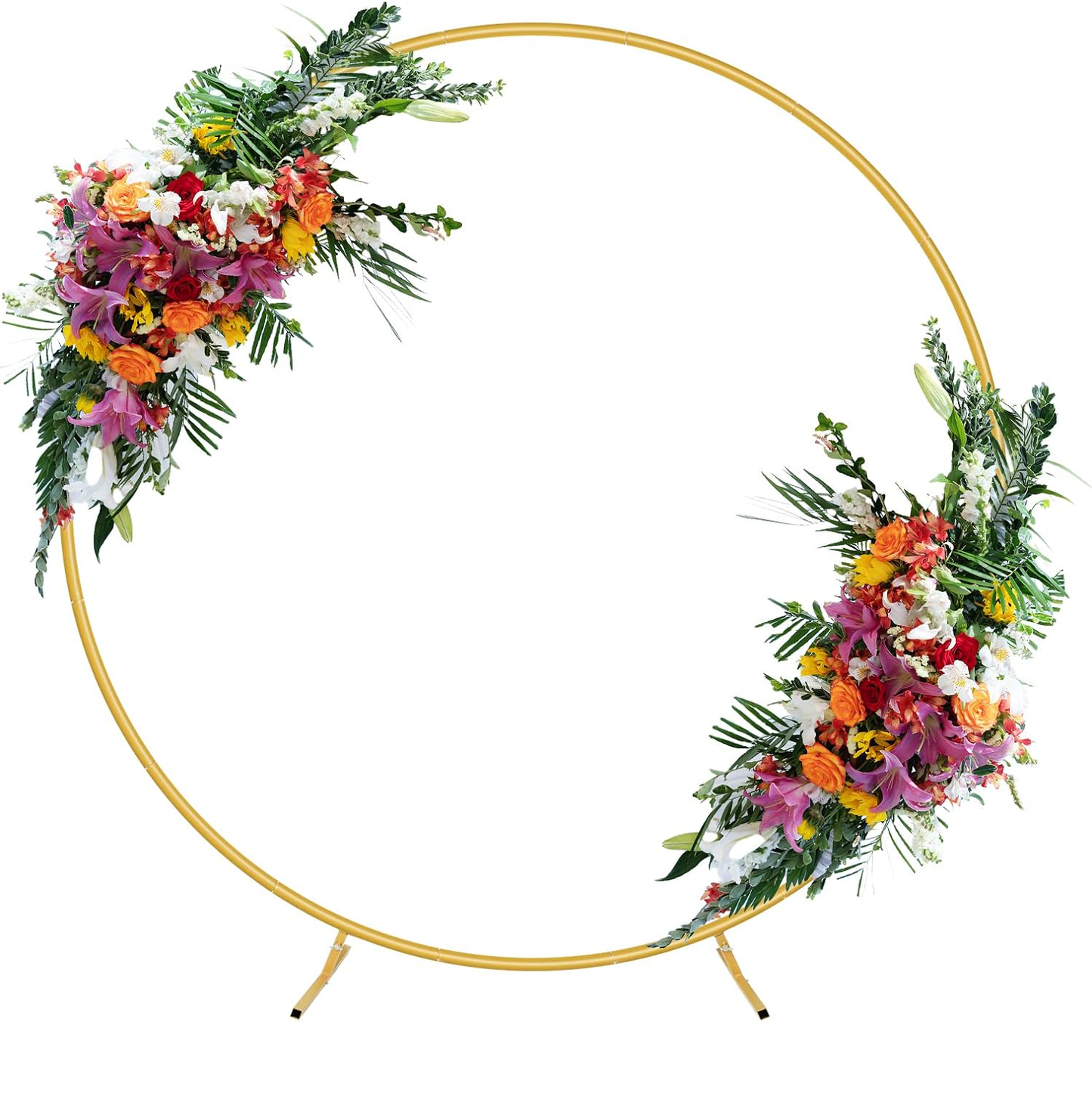 6.5ft Round Balloon Arch Backdrop Stand for Celebrations & Event Decor - Gold
